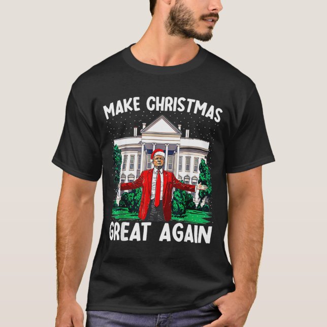 Make Christmas Great Again Xmas Funny Trump Pajama T-Shirt (Front)