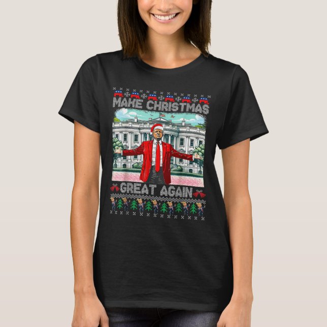 Make Christmas Great Again Xmas Funny Trump Pajama T-Shirt (Front)