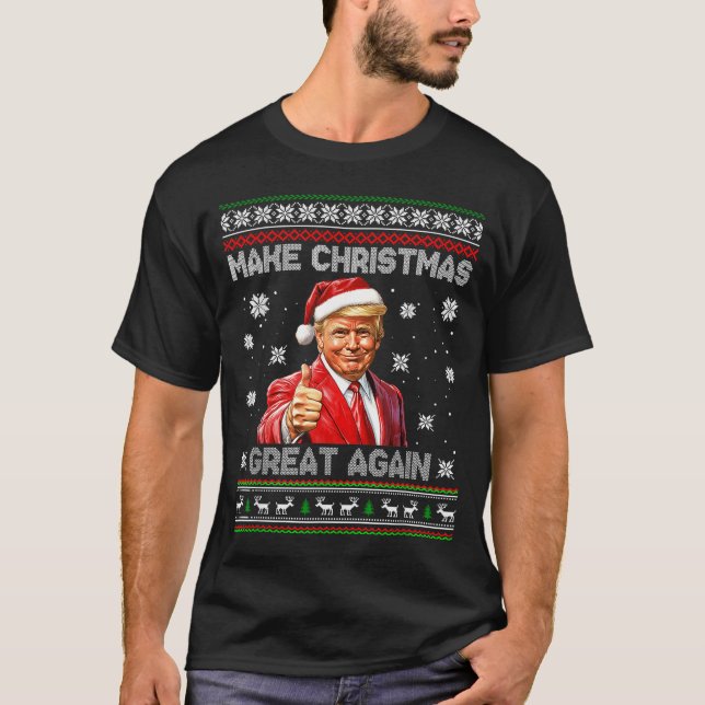 Make Christmas Great Again Xmas Funny Trump Pajama T-Shirt (Front)