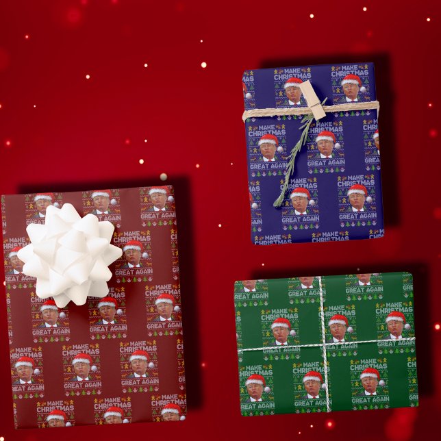 Make Christmas Great Again Xmas Funny Trump Wrapping Paper Sheet (Creator Uploaded)