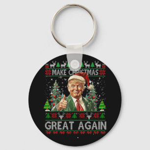 Make Christmas Great Again Xmas Santa Trump 2024 F Keychain