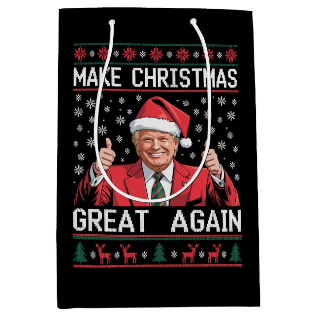 Make Christmas Great Again Xmas Trump Ugly Pyjamas Medium Gift Bag (Front)