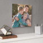 Make Custom Family Baby Kids Wedding Couple Photo Square Wall Clock<br><div class="desc">Create your own custom, personalized, square photo wall clock. Simply add your photo and text, to customize. While you add / design, you'll be able to see a preview of your creation, throughout. The clock features text in elegant faux gold typography script. Makes a great gift, for birthday, graduation, fathers...</div>