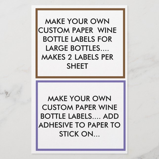 MAKE CUSTOM  PAPER WINE BOTTLE LABELS FOR LARGE (Front)