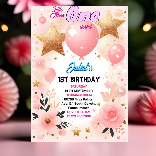 Make Cute Queen Little Miss Onederful 1st Birthday Invitation (Creator Uploaded)