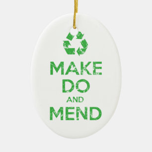 Make Do and Mend Ceramic Ornament