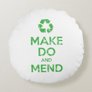 Make Do and Mend Round Pillow