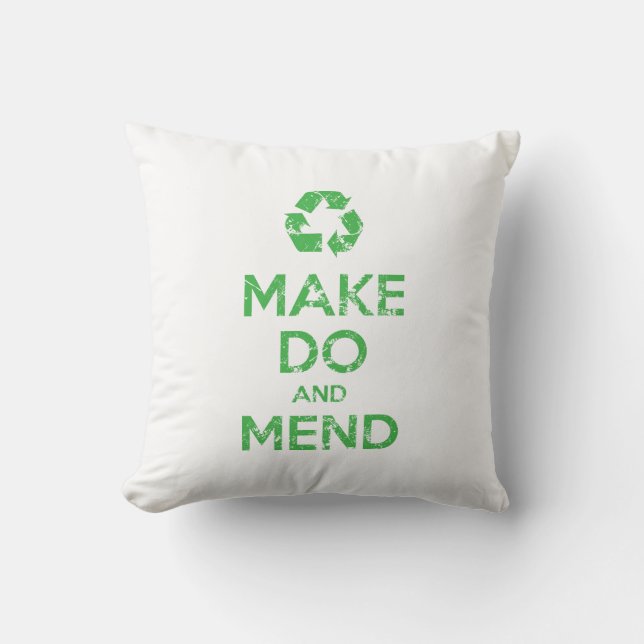 Make Do and Mend Throw Pillow (Front)