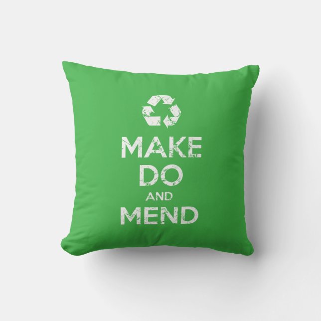 Make Do and Mend Throw Pillow (Front)