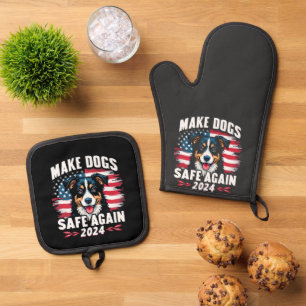 Make Dogs Safe Again Trump Vance American Election Oven Mitt & Pot Holder Set
