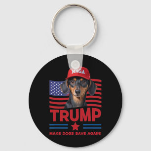 Make Dogs Save Again Funny Trump 2024 Puppy Mega H Keychain