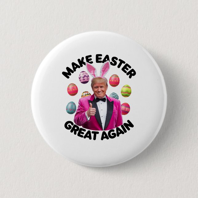 Make Easter Great Again Funny Trump Bunny Spring H 2 Inch Round Button (Front)