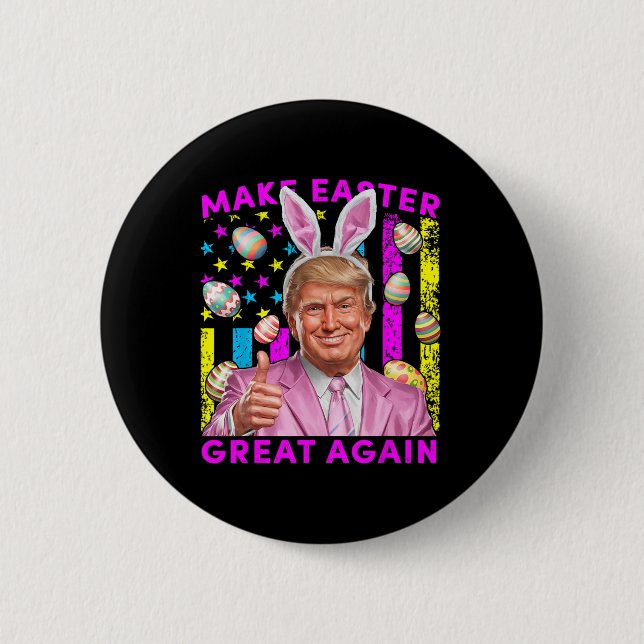 Make Easter Great Again Funny Trump Bunny Spring H 2 Inch Round Button (Front)