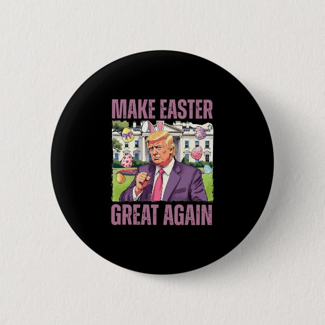 Make Easter Great Again Funny Trump Bunny Spring H 2 Inch Round Button (Front)