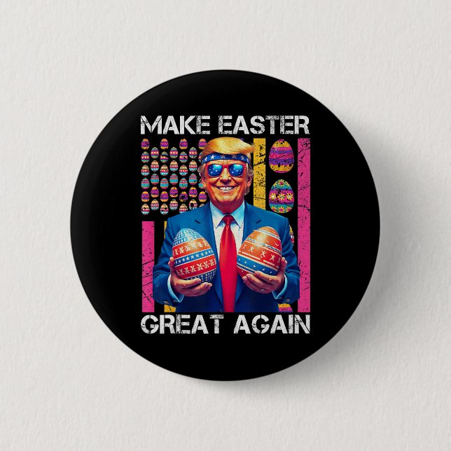 Make Easter Great Again Funny Trump Bunny Spring H 2 Inch Round Button (Front)