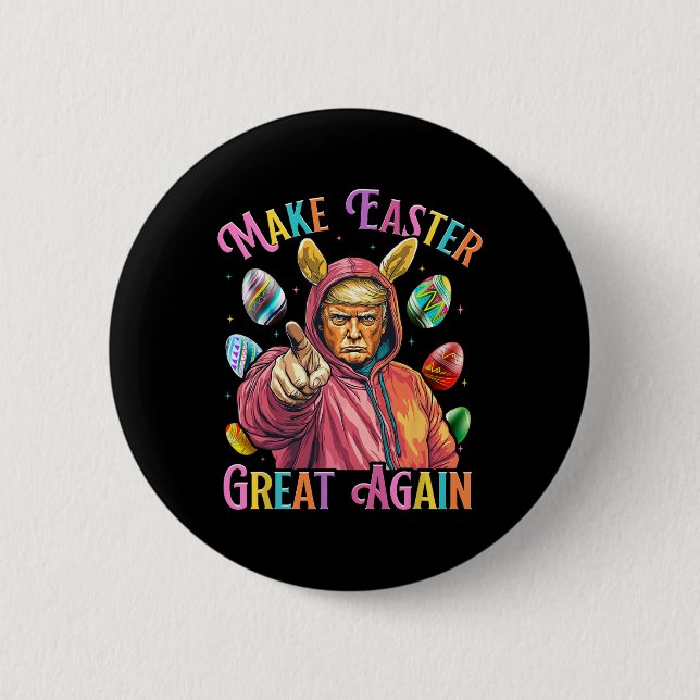 Make Easter Great Again Funny Trump Bunny Spring H 2 Inch Round Button (Front)