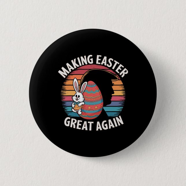 Make Easter Great Again Funny Trump Bunny Spring H 2 Inch Round Button (Front)