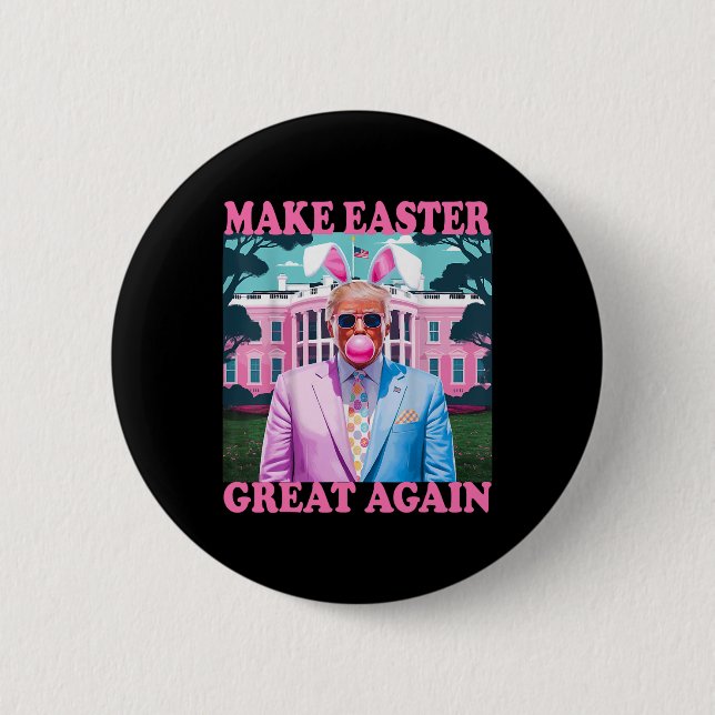 Make Easter Great Again Funny Trump Bunny Spring H 2 Inch Round Button (Front)