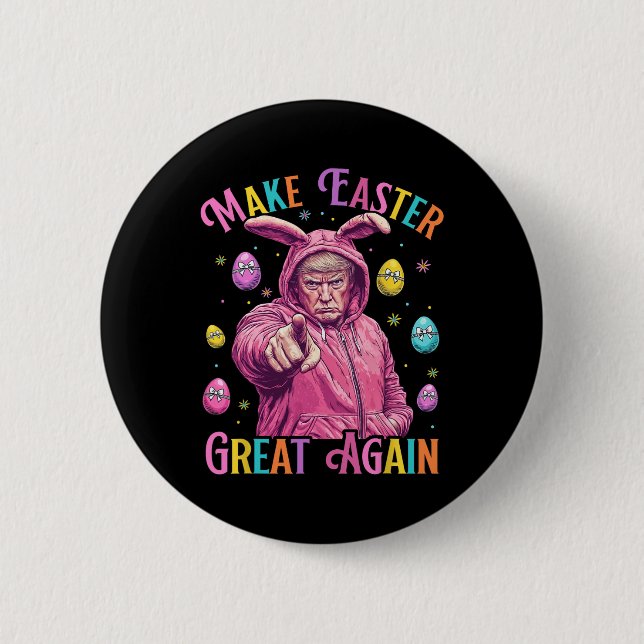 Make Easter Great Again Funny Trump Bunny Spring H 2 Inch Round Button (Front)