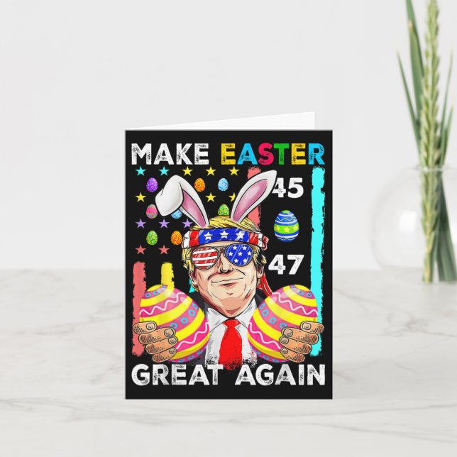 Make Easter Great Again Funny Trump Bunny Spring H Card (Front)
