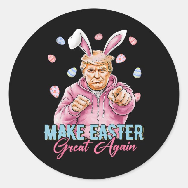 Make Easter Great Again Funny Trump Bunny Spring H Classic Round Sticker (Front)