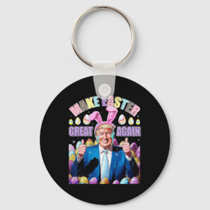 Make Easter Great Again Funny Trump Bunny Spring H Keychain