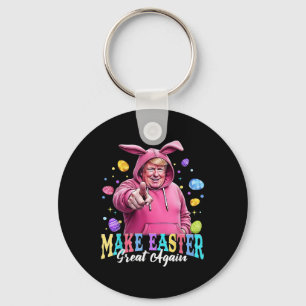 Make Easter Great Again Funny Trump Bunny Spring H Keychain