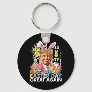 Make Easter Great Again Funny Trump Bunny Spring H Keychain