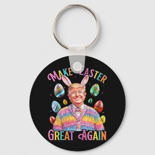 Make Easter Great Again Funny Trump Bunny Spring H Keychain
