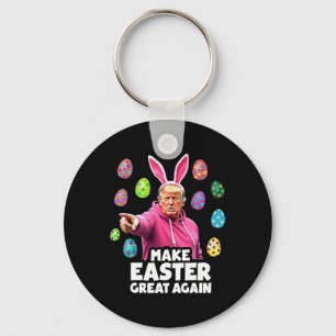 Make Easter Great Again Funny Trump Bunny Spring H Keychain