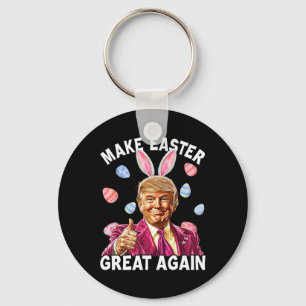 Make Easter Great Again Funny Trump Bunny Spring H Keychain