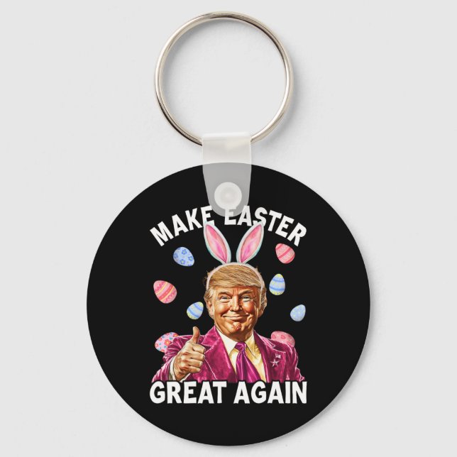 Make Easter Great Again Funny Trump Bunny Spring H Keychain (Front)