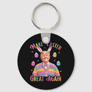 Make Easter Great Again Funny Trump Bunny Spring H Keychain