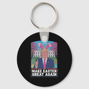 Make Easter Great Again Funny Trump Bunny Spring H Keychain