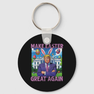 Make Easter Great Again Funny Trump Bunny Spring H Keychain