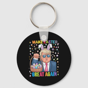 Make Easter Great Again Funny Trump Bunny Spring H Keychain