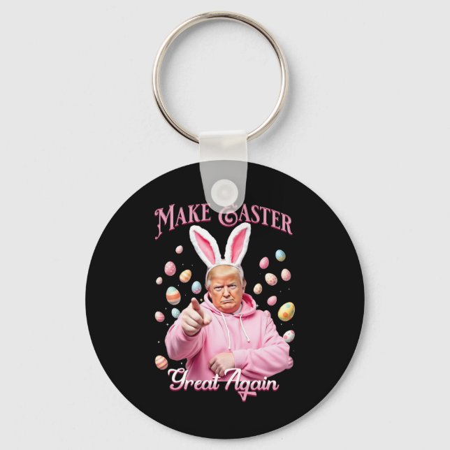 Make Easter Great Again Funny Trump Bunny Spring H Keychain (Front)