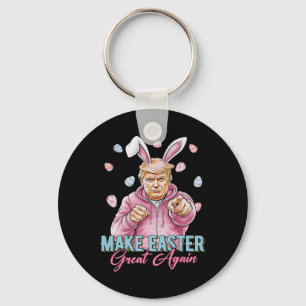 Make Easter Great Again Funny Trump Bunny Spring H Keychain