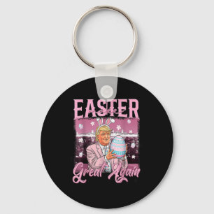 Make Easter Great Again Funny Trump Bunny Spring H Keychain