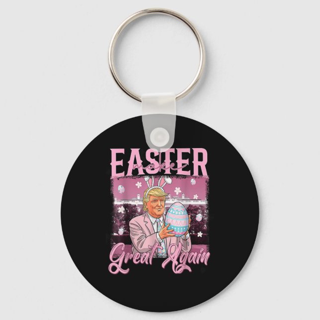 Make Easter Great Again Funny Trump Bunny Spring H Keychain (Front)
