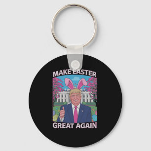 Make Easter Great Again Trump Bunny Flag 1  Keychain