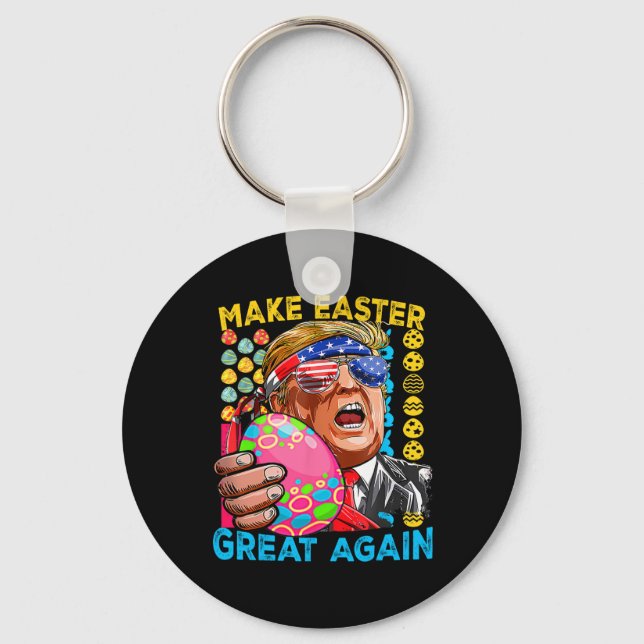 Make Easter Great Again Trump Bunny Flag  Keychain (Front)