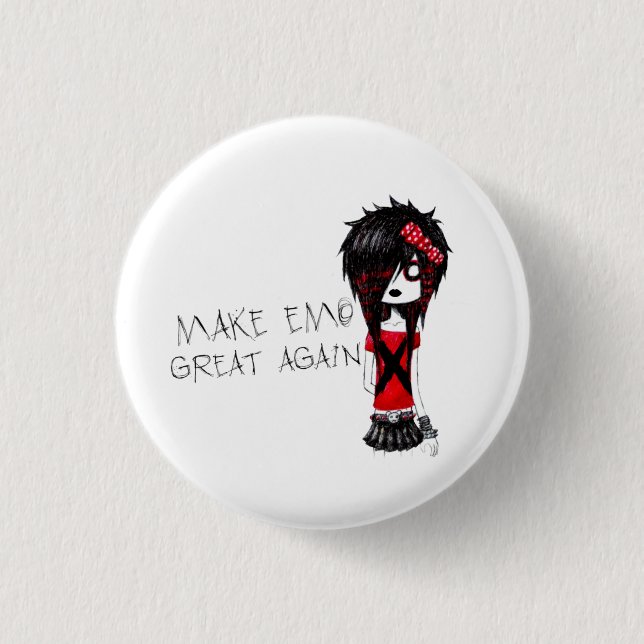 MAKE EMO GREAT AGAIN- Emo Zombie Girl- 1 Inch Round Button (Front)