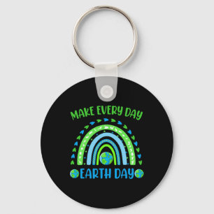 Make Every Day Earth Day Cute Planet Save Environm Keychain