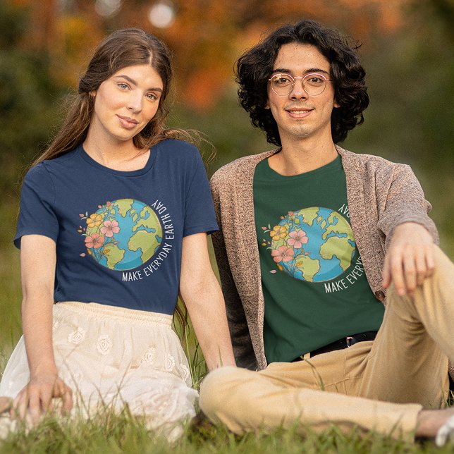 Make Everyday Earth Day Floral Globe T-Shirt (Creator Uploaded)