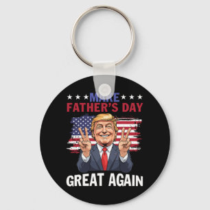 Make Father's Day Great Again Trump Patriotic Dadd Keychain