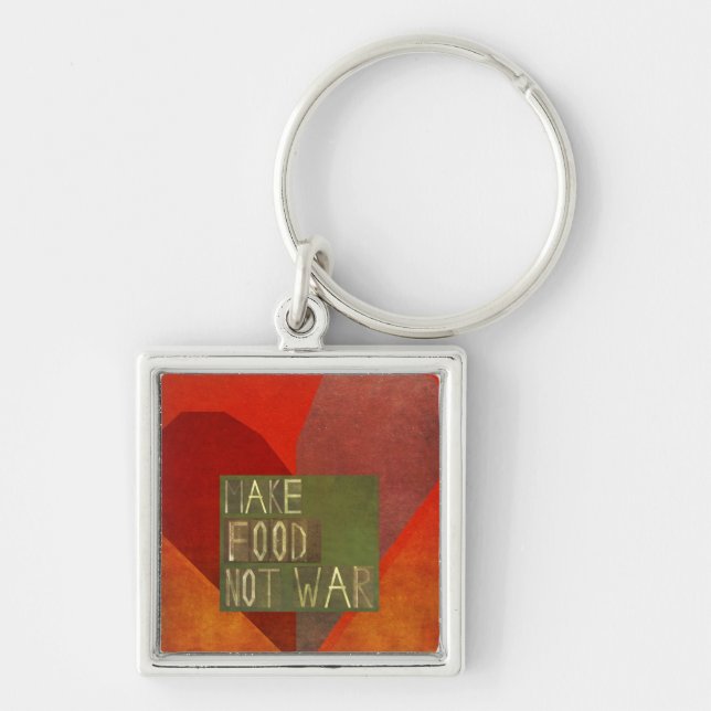 Make Food Not War Keychain (Front)