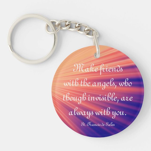 Make Friends with the Angels St Francis Quote Keychain (Front)