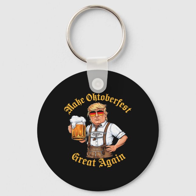 Make Great Again Funny Trump Drink Beer Prost  Keychain (Front)