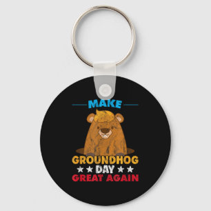 Make Groundhog Day Great Again Woodchuck Shadow An Keychain